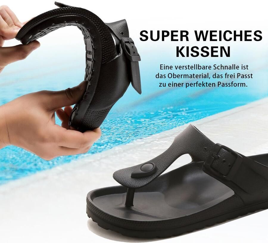 SnelShoppen Zomer Eva Teenslippers en Verstelbare Gesp Uniseks Antislip Elegant Orthopedische Sandalen Zwart