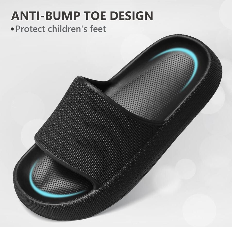 SnelShoppen Zomer huisschoenen kinderen antislip badslippers voor douche bad slipvast licht EU zwart ideaal voor str