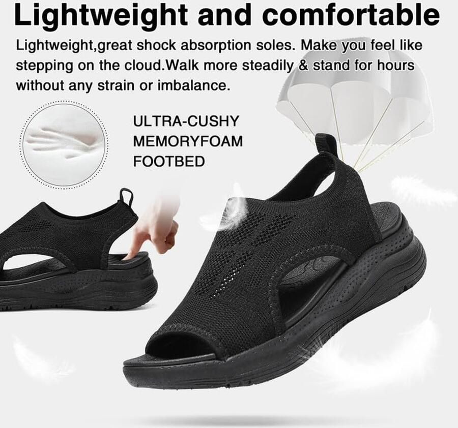 SnelShoppen Zomer Sandalen Dames Wasbare Slingback Orthopedische Slide Sandalen met Boog Ondersteuning Casual Platform Wedge Sandalen Wandelen Str