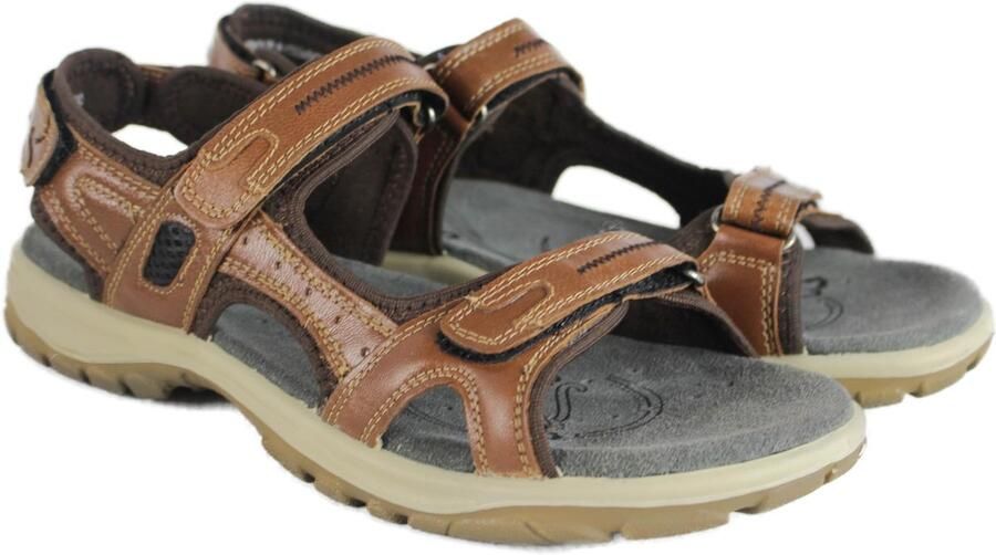 SnelShoppen Zomer Sandalen van Natuurlijk Leer Wandelsandalen voor Dames Lichtbruine Leren Sandalen voor Trekking en Sport Comfortabel