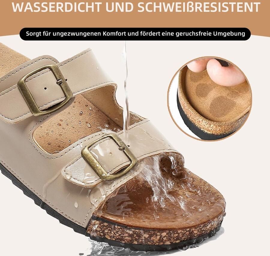 SnelShoppen Zomer Sandalen voor en Antislip Slippers met Kurk Teenslippers Off-White EU voor Strand Camping en Tuin