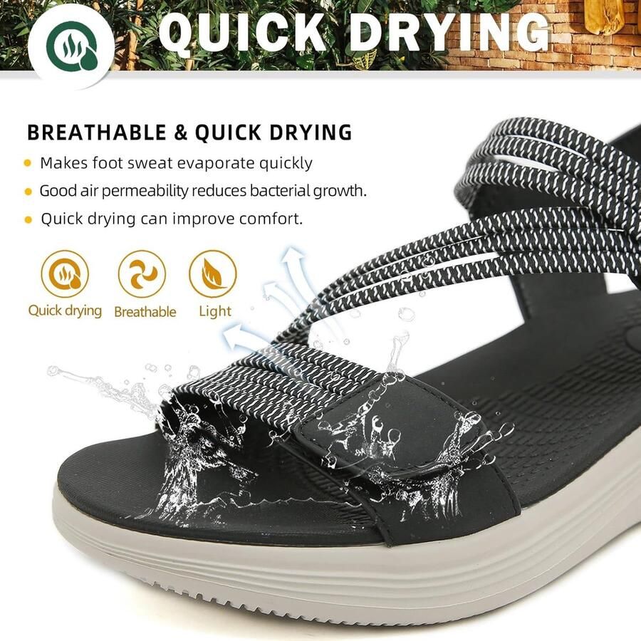 SnelShoppen Zomer Sandalen voor Dames met Boog Ondersteuning Comfortabele Verstelbare Sportsandalen voor Strand Wandelen Vakantie Lichtgewicht