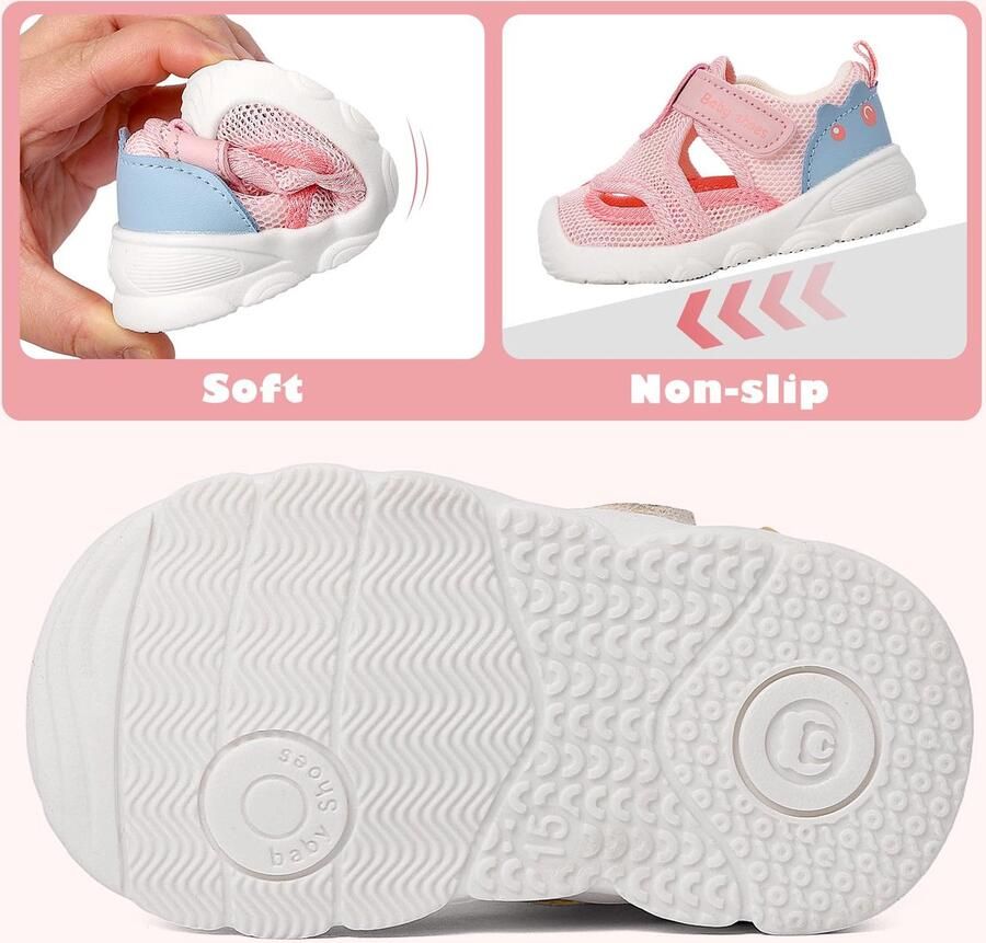 SnelShoppen Zomerschoenen voor Baby's Antislip Sandalen voor Eerste Stapjes Casual Comfortabel Roze EU voor en Ide