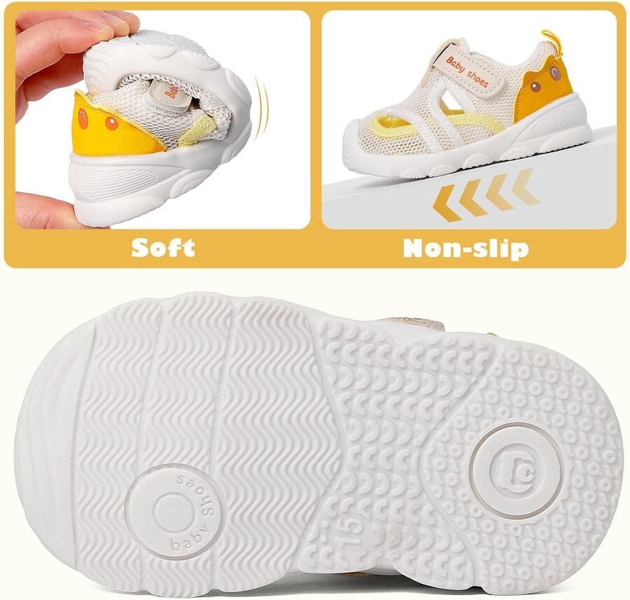 SnelShoppen Zomerschoenen voor Baby's Comfortabele Antislip Sandalen voor Eerste Stapjes Casual Gele Sandalen voor en