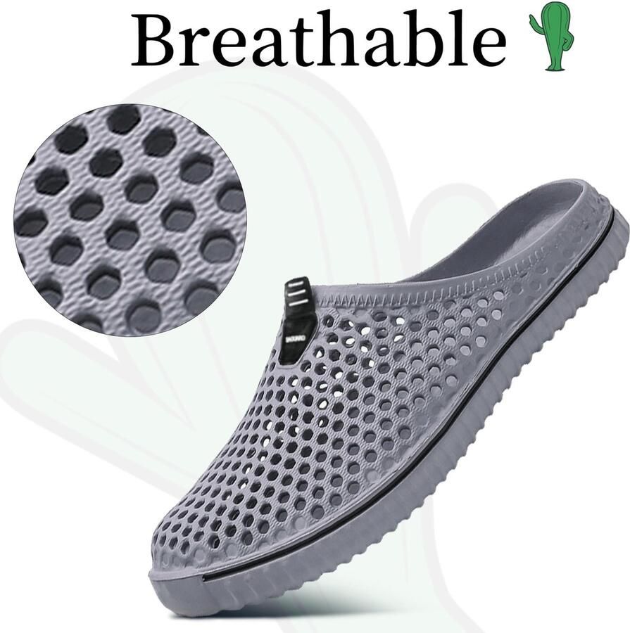 SnelShoppen Zomerse klompen voor en ade d tuinschoenen strandslippers grijs perfect voor tuin strand of vakantie