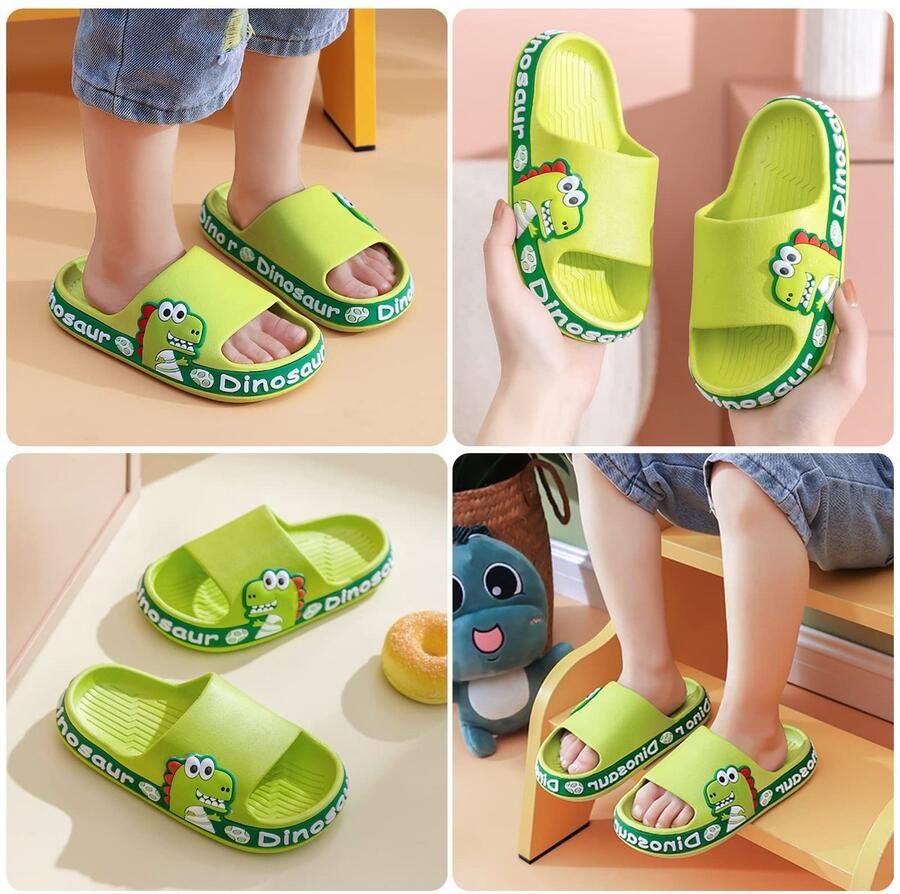 SnelShoppen Kinderen Doucheslippers Dinosaurus en Antislip Slide Sandalen voor Zwembaden en Strand Zachte Groen