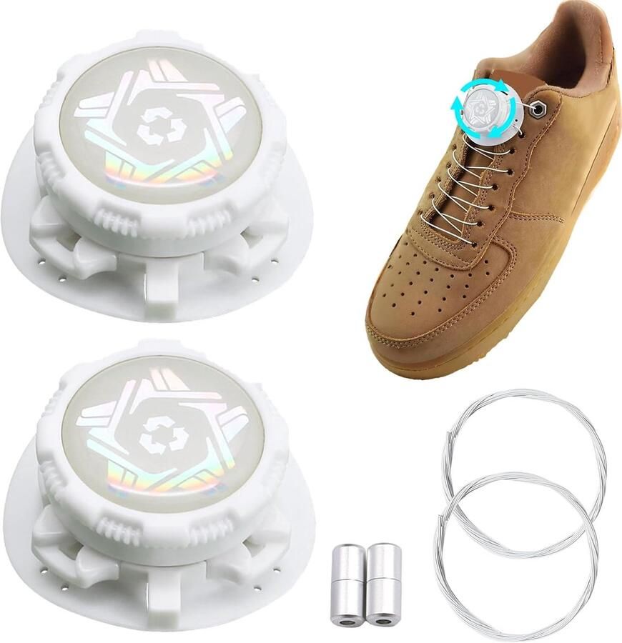 Snelveters Unisex Automatische Twistlock Wit Ideaal voor Sneakers en Sportschoenen ShopVlot - Foto 1
