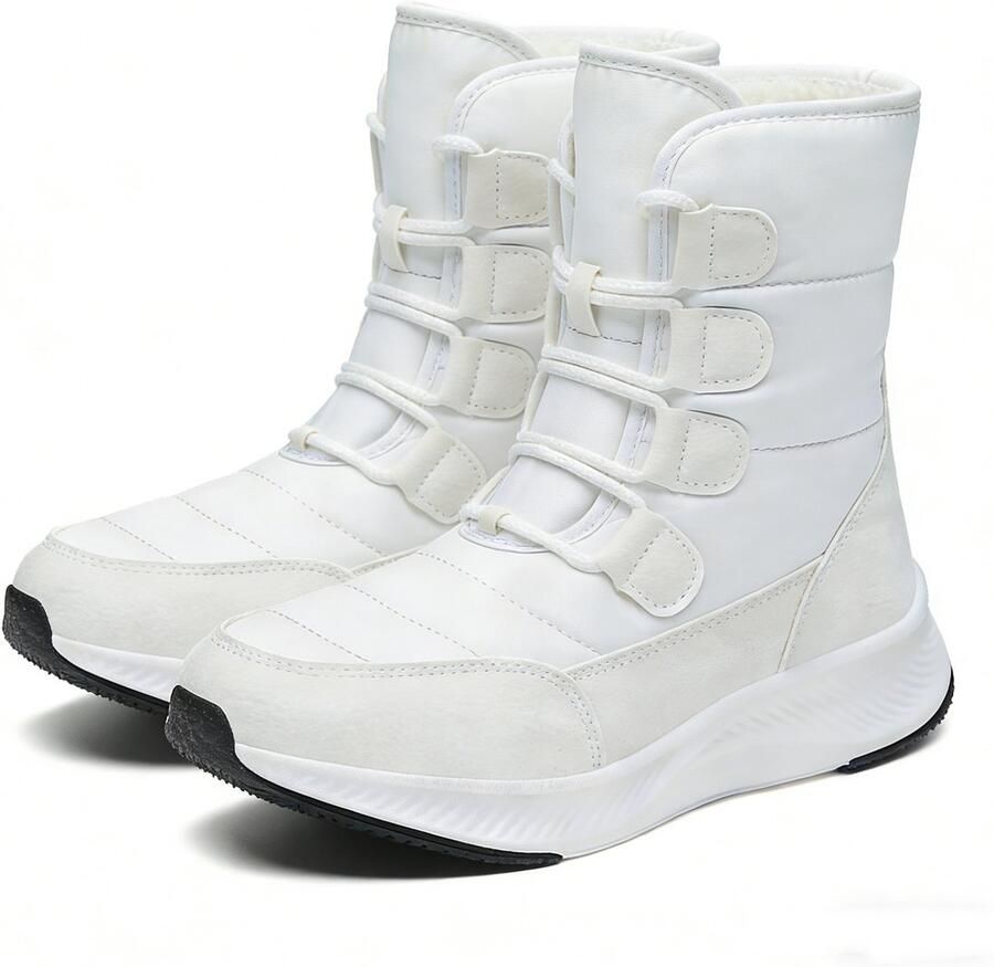 Snowboots dames Sneeuwlaarzen Waterdicht Winddicht snowboots Met pluche voering Winterse warmte Winterlaarzen voor dames Wit