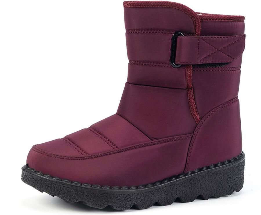 Snowboots Sneeuwlaarzen -Winter Sneeuwlaars Dames Waterdichte Sneeuwlaarzen Winter Voert Warme -Claret