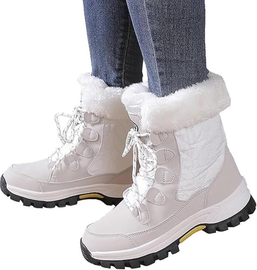 Snowboots Waterdichte -Warme Sneeuwlaarzen met Bontvoering Antislip Voor Buiten Halverwege Kuit Comfortabel voor Wandelen-40