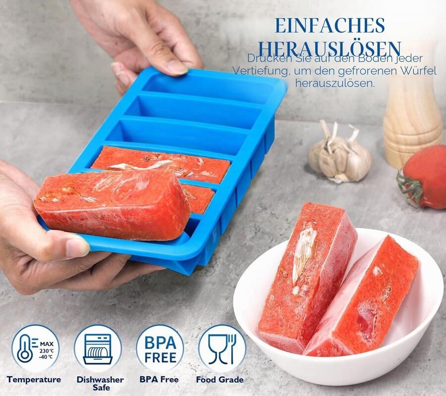 Soepblokjes Diepvriesbak Siliconen 2 Pack 1 2 Cup Soep Vriezer Mallen met Deksels Voedsel Opslag Containers Extra Grote IJsblokjesvorm voor het invriezen van soep Bouillon Saus Boter