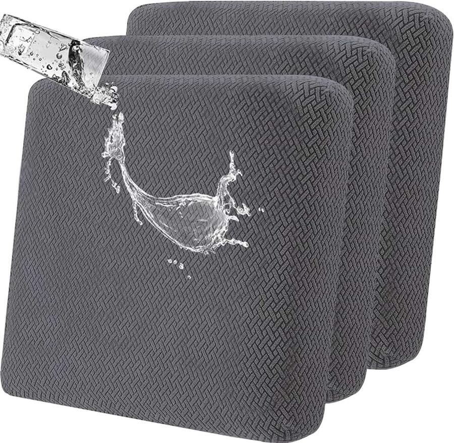 Sofa Zitkussen hoezen: 3 stuks moderne bankkussenhoes waterdichte meubelkussenhoes jacquard terrasmeubilair stoel kussen sliphoezen vervanging (donkergrijs)