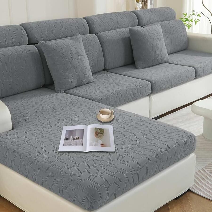 Sofa Zitkussen Hoezen Elastische Sofa Kussenhoes Antislip Hoes Voor Bankkussens Universele Sofa Kussenhoezen Sofahoezen Meubelbeschermer Voor Huisdieren (Groot 1 Plaats Lichtgrijs)