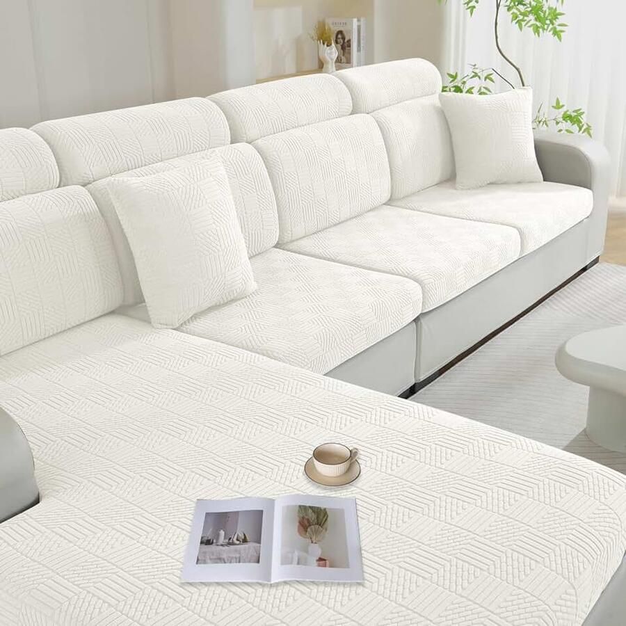 Sofa Zitkussen Hoezen Elastische Sofa Kussenhoes Sofa Kussenslopen Waterdichte Universele Sofa Kussenhoes Sofa Kussenhoezen Meubelbeschermer (1 Plaats Ivoorwit)