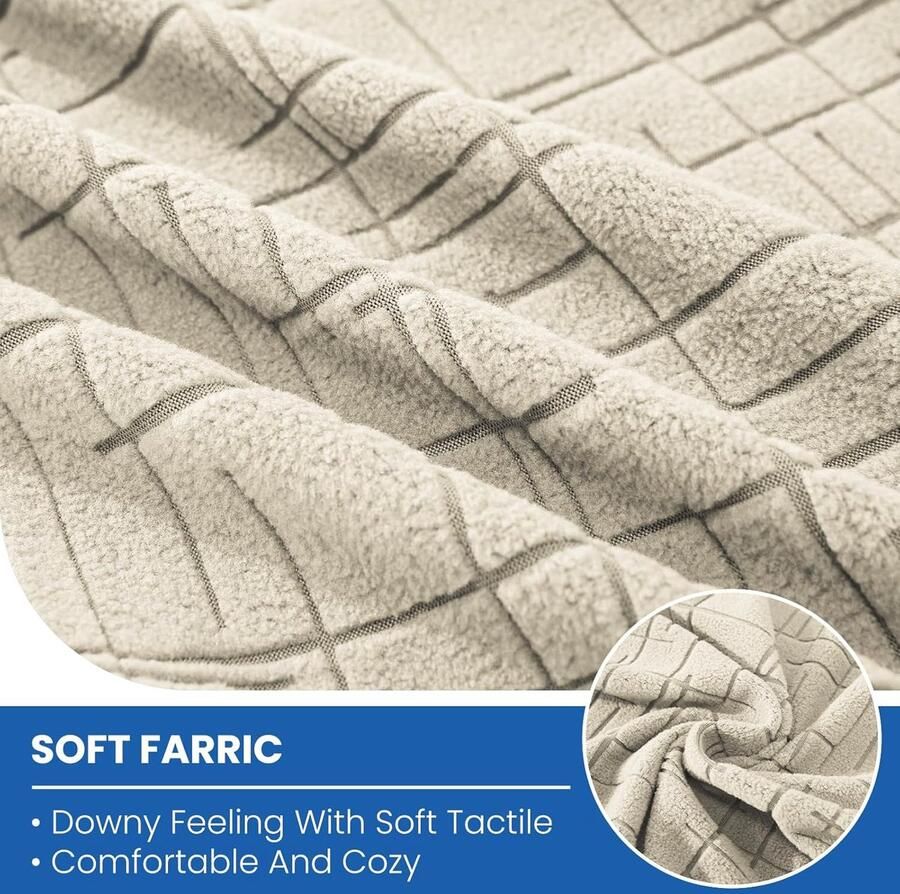 Sofa Zitkussen Hoezen Hoogelastische Universal Bankhoes Antislip Stretch Bank Kussenhoezen Voor Individuele Kussen(1 Zit Beige)
