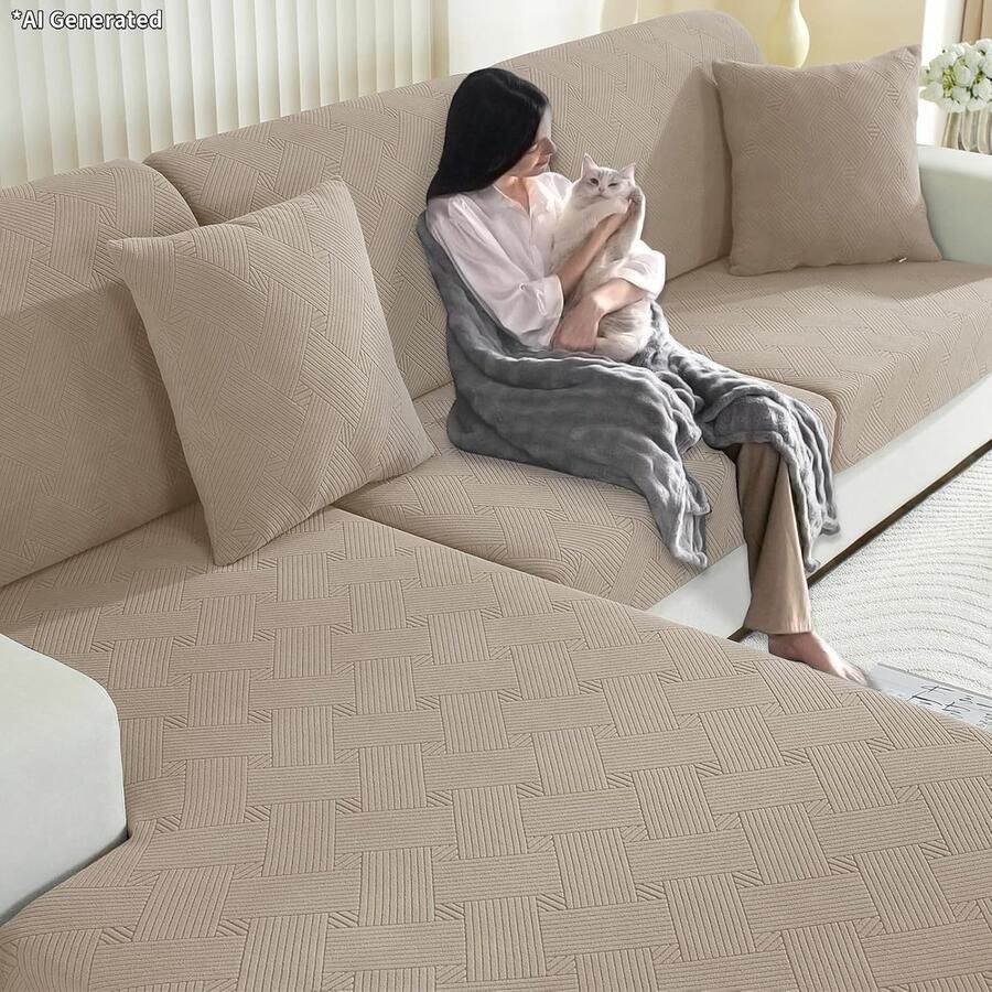Sofa Zitkussen Hoezen Hoogelastische Universal Bankhoes Antislip Stretch Bank Kussenhoezen Voor Individuele Kussen(1-Zit Groot Khaki)