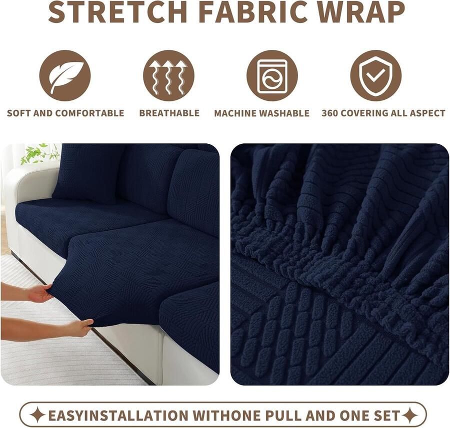 Sofa Zitkussen Hoezen Universele Elastische Sofa Kussenhoes Krasbestendig Zitkussenbescherming Stretch Bank Kussenhoezen Sofahoezen Meubelbeschermer (2 Plaatsen Khaki)