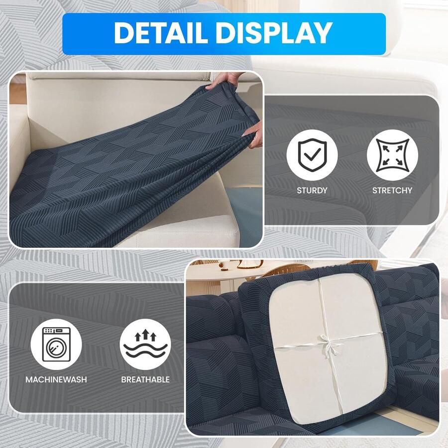 Sofa Zitkussen Hoezen Universele Elastische Sofa Kussenhoes Universele Sofa Kussenhoes Sofa Zitkussen Hoezen (1 Plaats Donkergrijs)