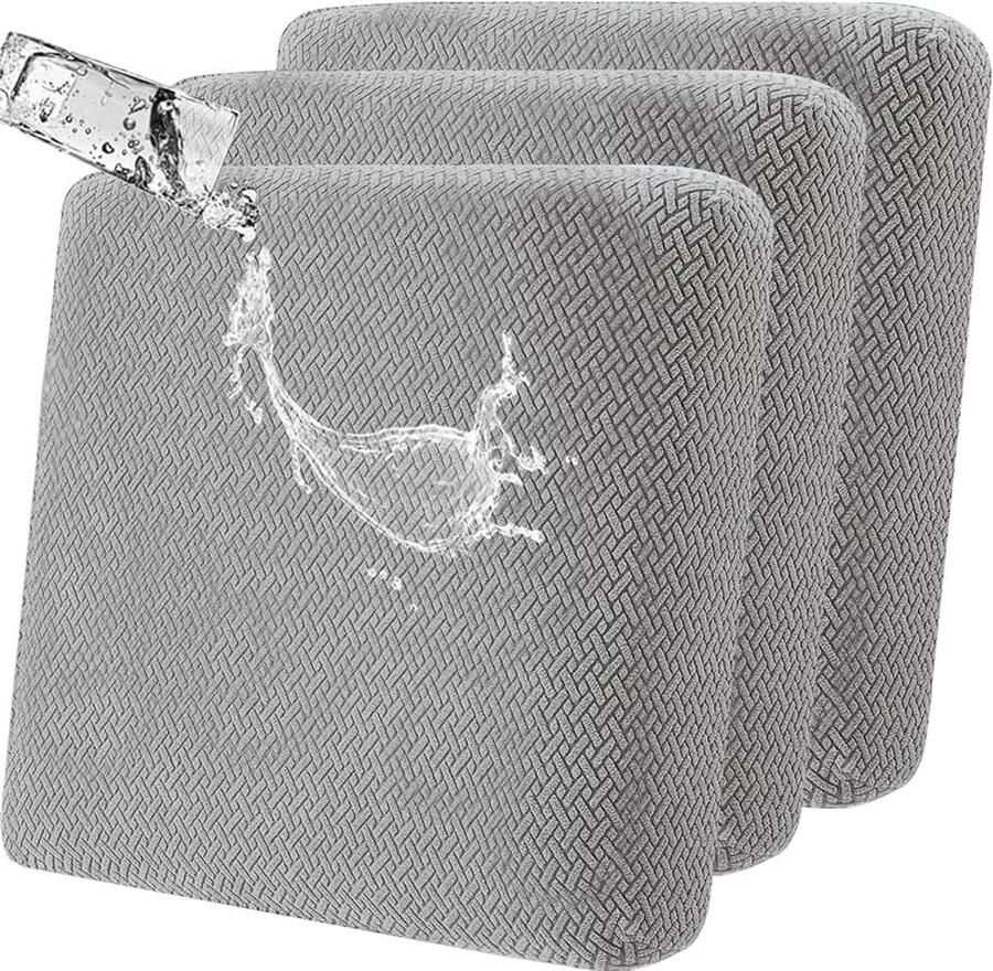 Sofa zitkussenhoezen: 3 stuks moderne bankkussenhoes waterdicht terrasmeubilair stoelkussen geschikt voor fauteuil sofa zithoes (lichtgrijs)