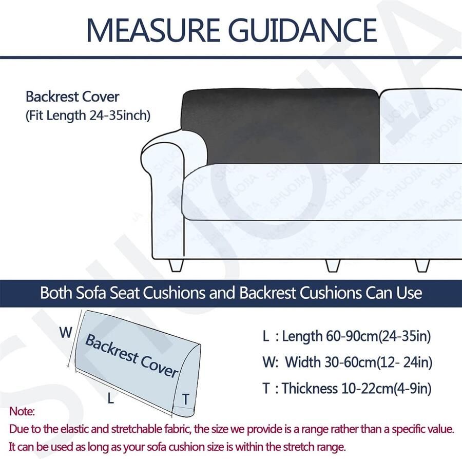 Sofa Zitkussenhoezen Stretch Fluwelen Stof Zitkussen Protector Bank Kussenhoezen Vervanging Voor Individueel Kussen Wasbaar In De Machine (Black Backrest Cover)