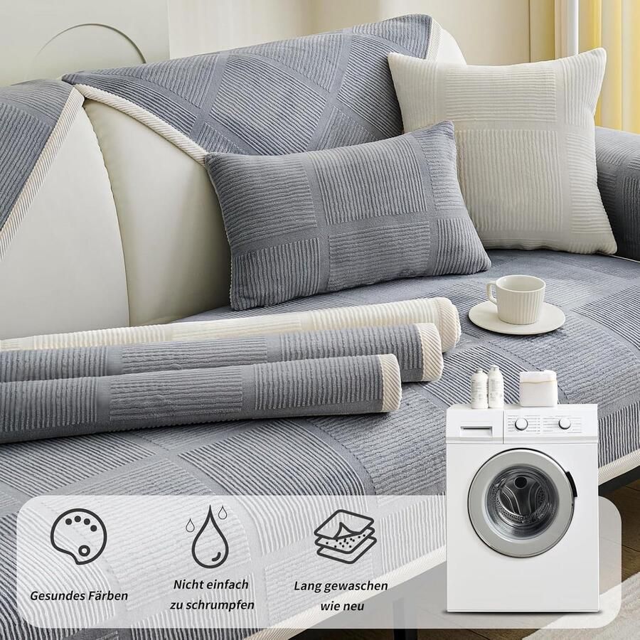 Bankhoes met antislip onderlaag universele antislip solide gestructureerde bankovertrek voor woonkamer multi-size bankhoes