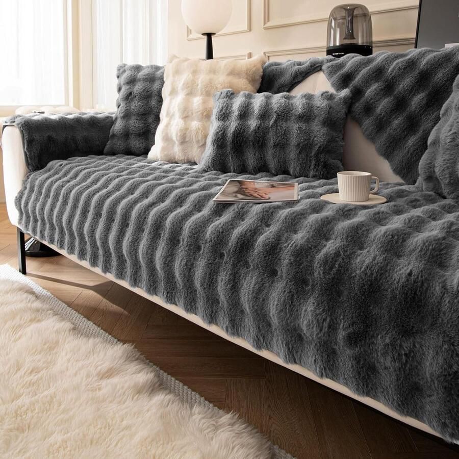 Sofaovertrek Sofa-beschermhoes met antisliponderlaag Nieuwe universele antislip solide gestructureerde sofaovertrek voor de woonkamer Multi-size sofakussenovertrek