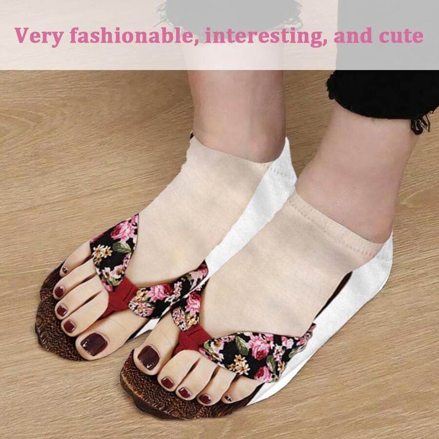 Sokken 4 paar nail art print teenslippers grappige flipflops sokken bedrukte sandalen