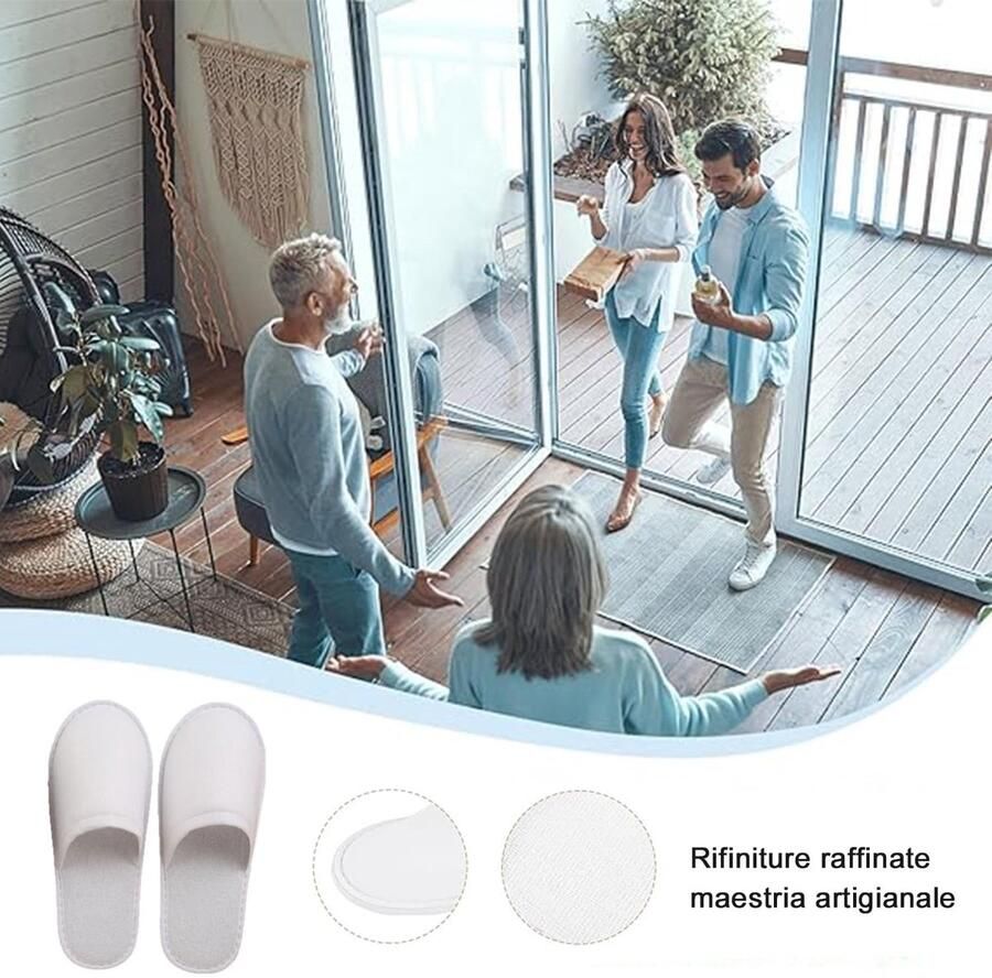 Solidchoice 12 Paar Wegwerp Slippers voor Gasten Ideaal voor Hotel en Thuis