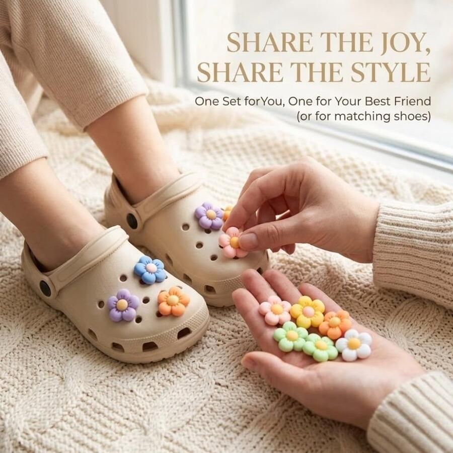 Solidchoice 14 Stuks Bloemen Charms voor Clogs in Regenboogkleuren