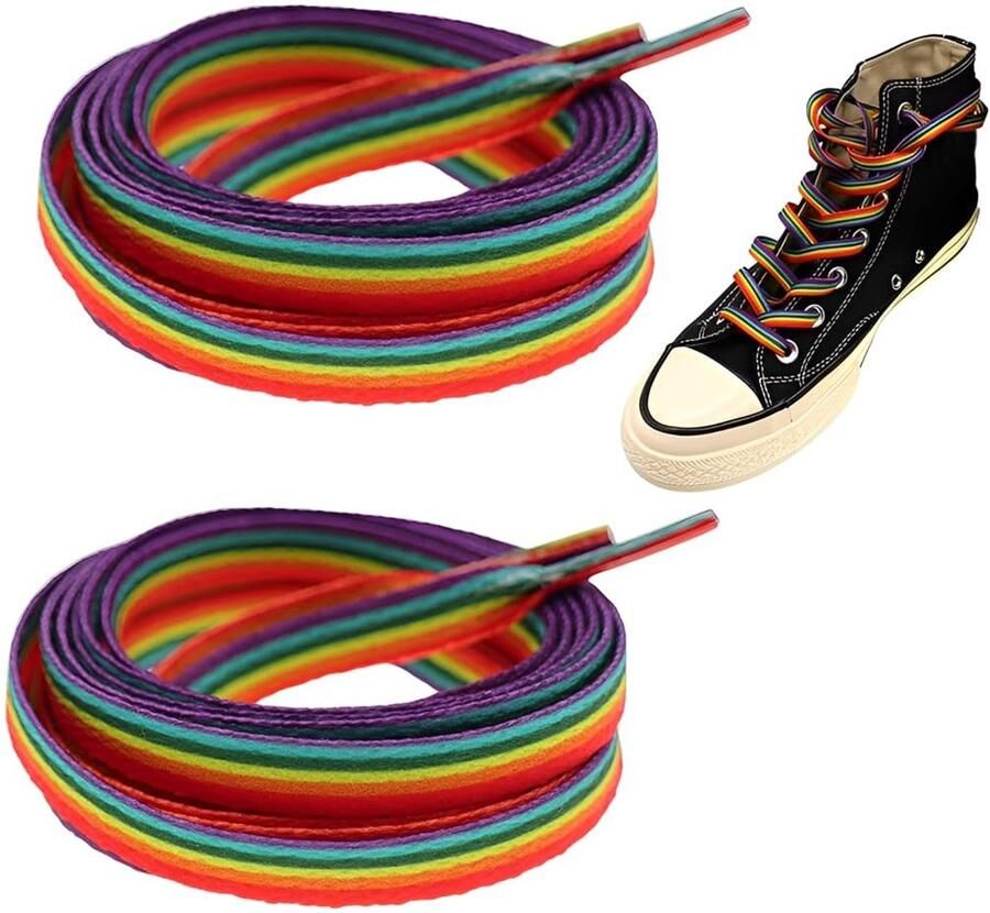 Solidchoice 2 Paar Regenboog Shoelaces voor Sneakers en Sportschoenen
