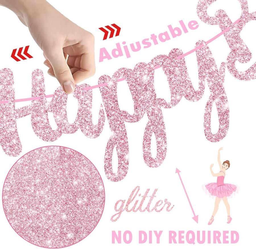 Solidchoice 3 Stuks Ballerina Verjaardagsguirlande voor Meisjes