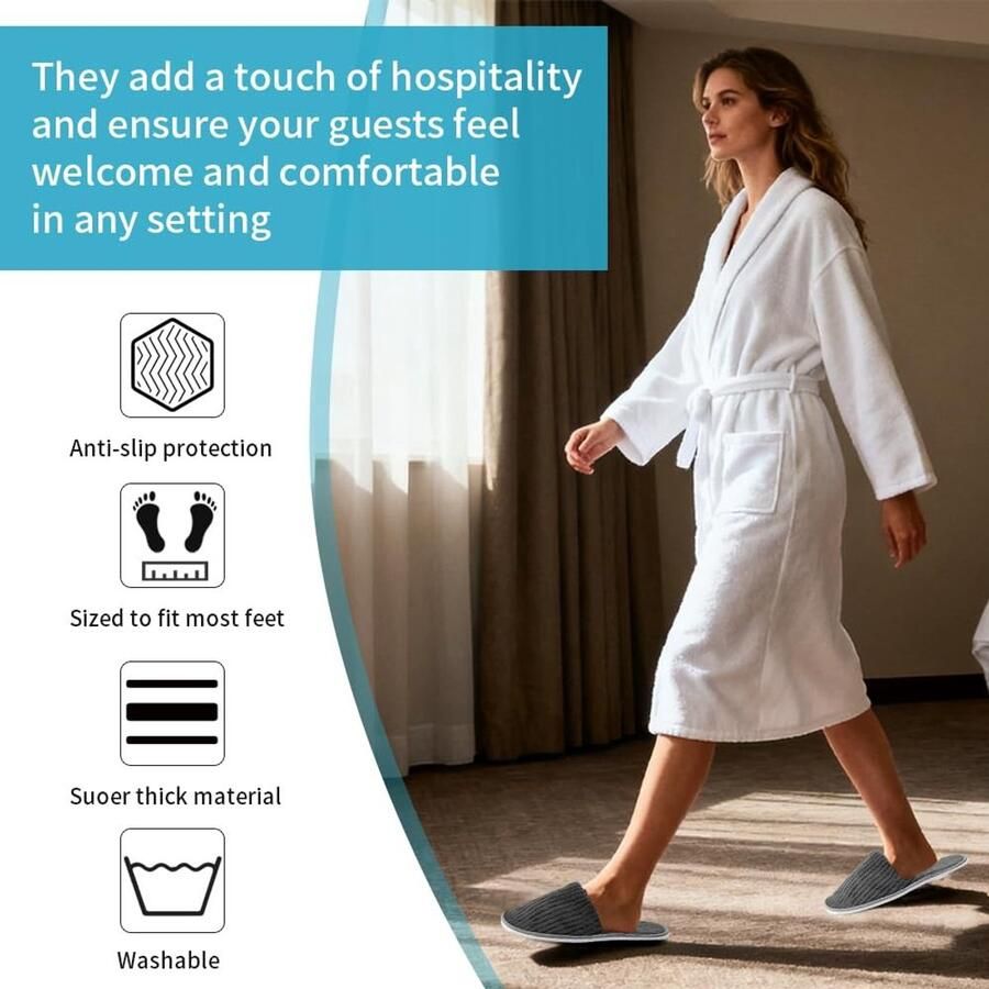 Solidchoice 6 Paar Wasbare Antislip Pantoffels voor Binnengebruik