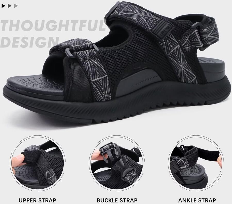 Solidchoice Ademend Heren Wandelsandalen met Verstelbare Bandjes