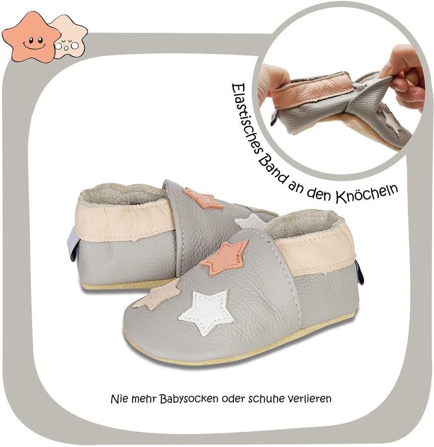 Solidchoice Baby Slofjes van Zacht Leer met Sterren