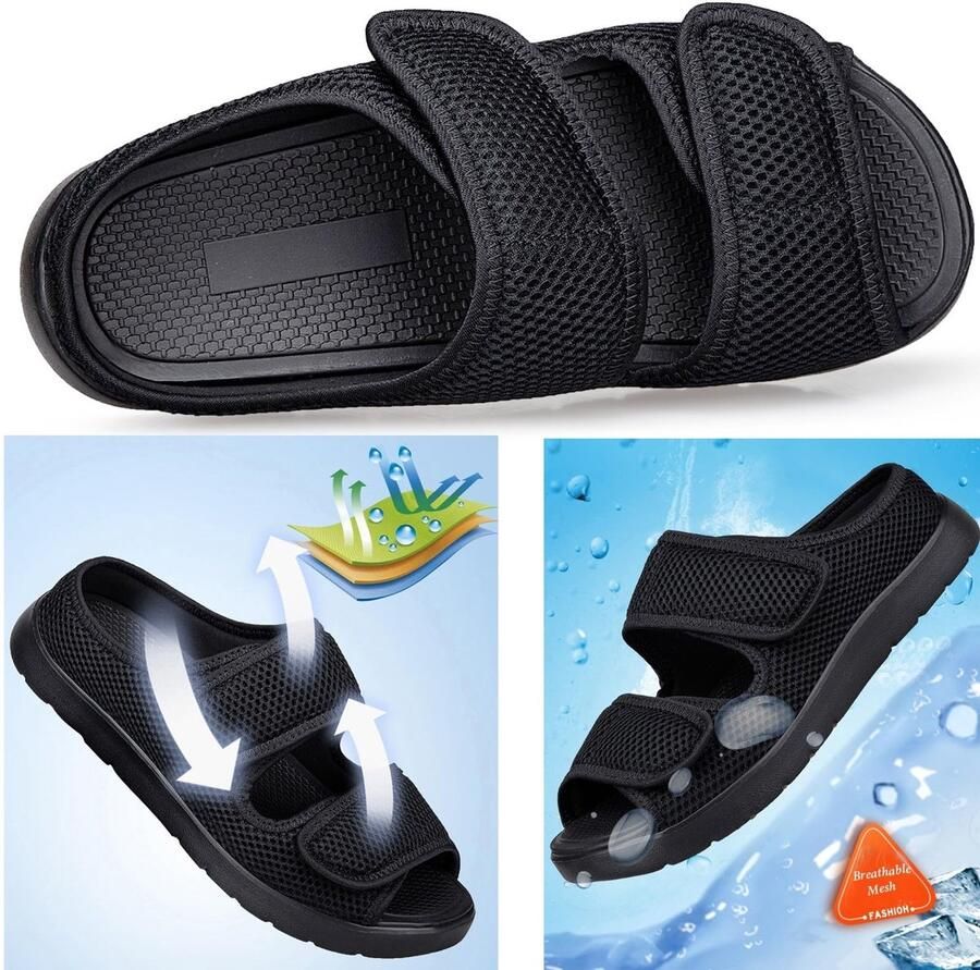 Solidchoice Brede Slippers voor en met Klittenband voor Comfort