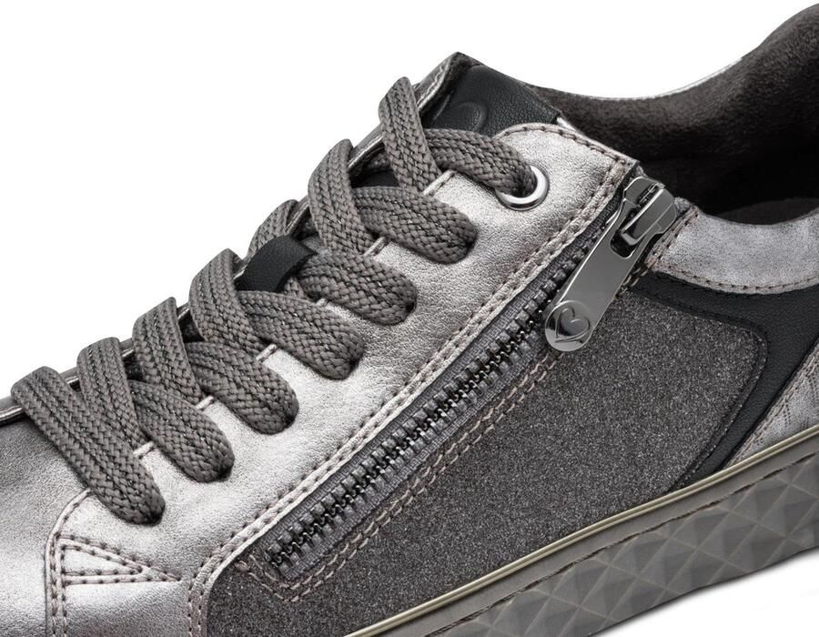 Solidchoice Casual Sneaker met Rits in Pewter