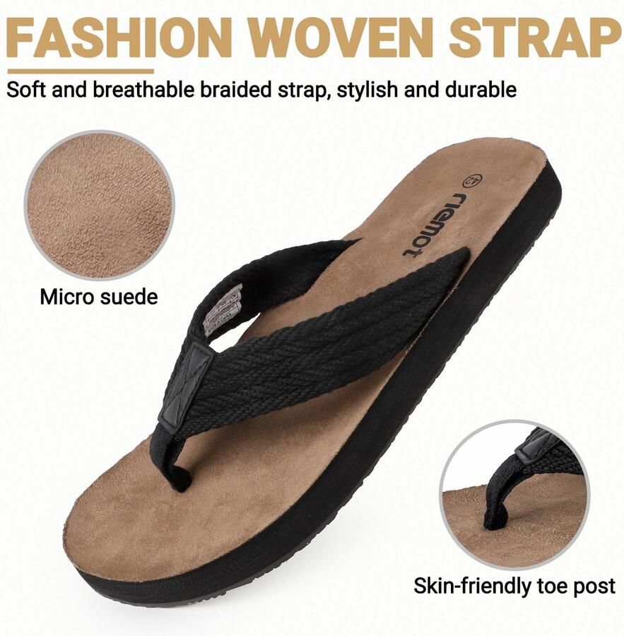 Solidchoice Comfortabele Heren Teenslippers met Steun voor de Voetboog Lichtgewicht en Ademend