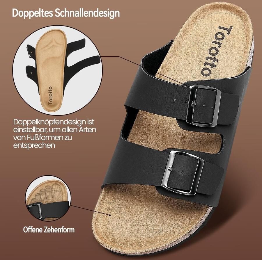 Solidchoice Comfortabele Leren Sandalen voor Volwassenen Zwart