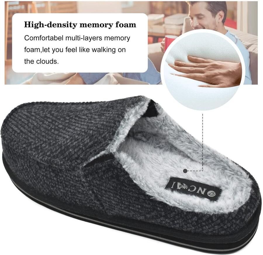 Solidchoice Comfortabele Pluche Slippers voor Heren met Memory Foam