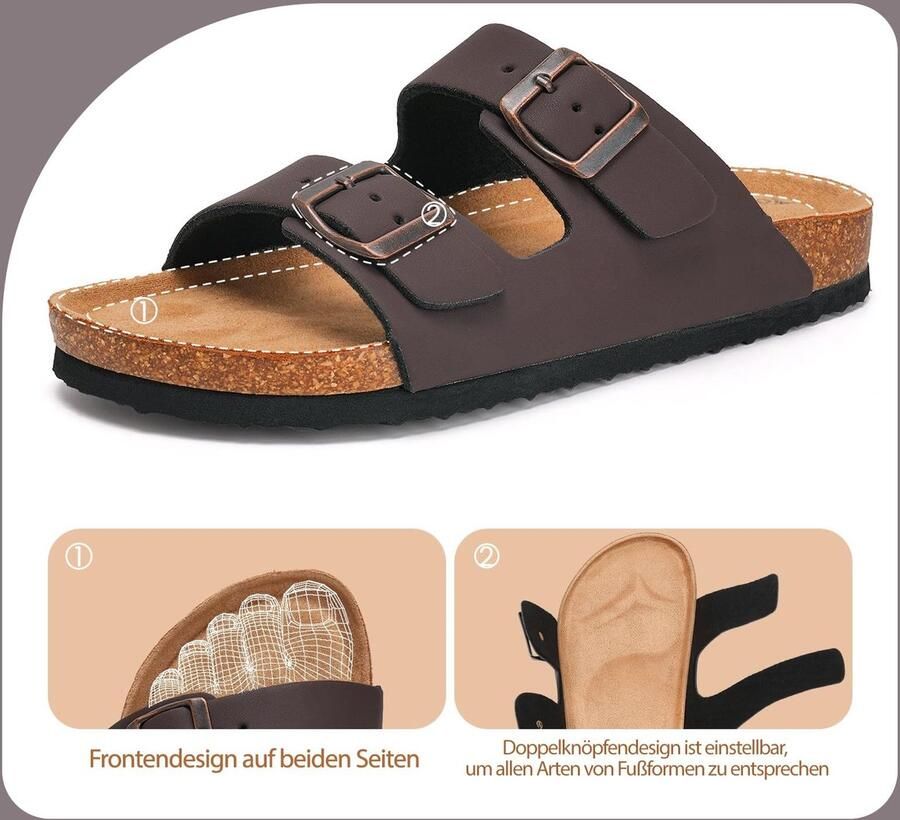 Solidchoice Comfortabele Zomersandalen voor Heren met Antislip en Verstelbare Gesp Bruin
