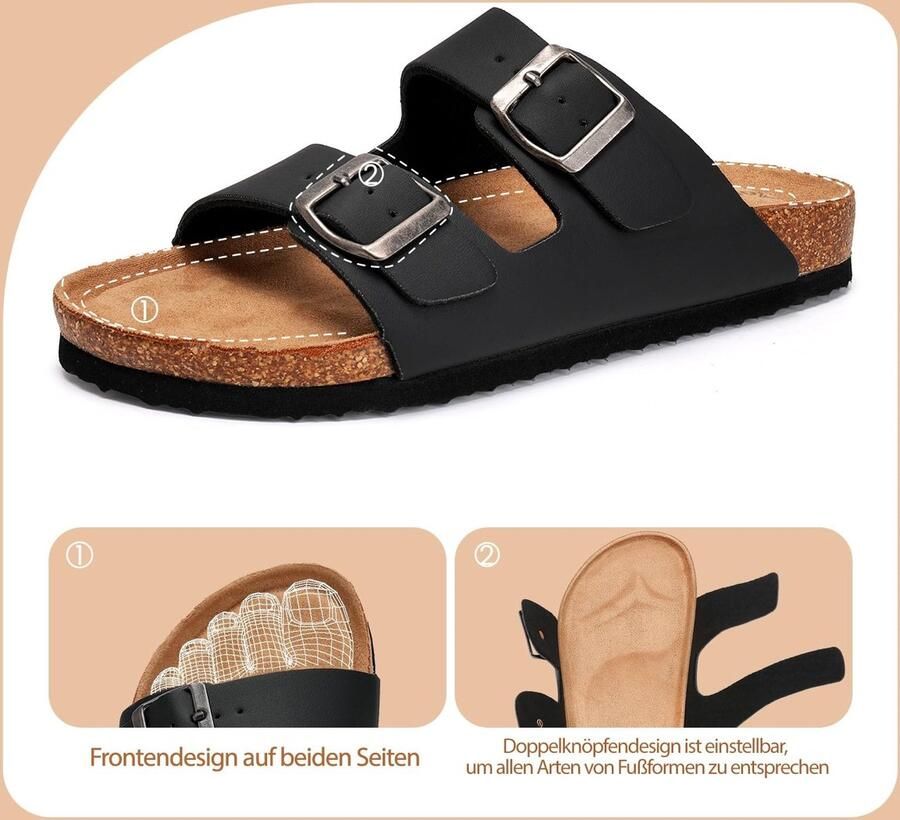 Solidchoice Comfortabele Zomersandalen voor Heren met Antislip en Verstelbare Gesp Zwart