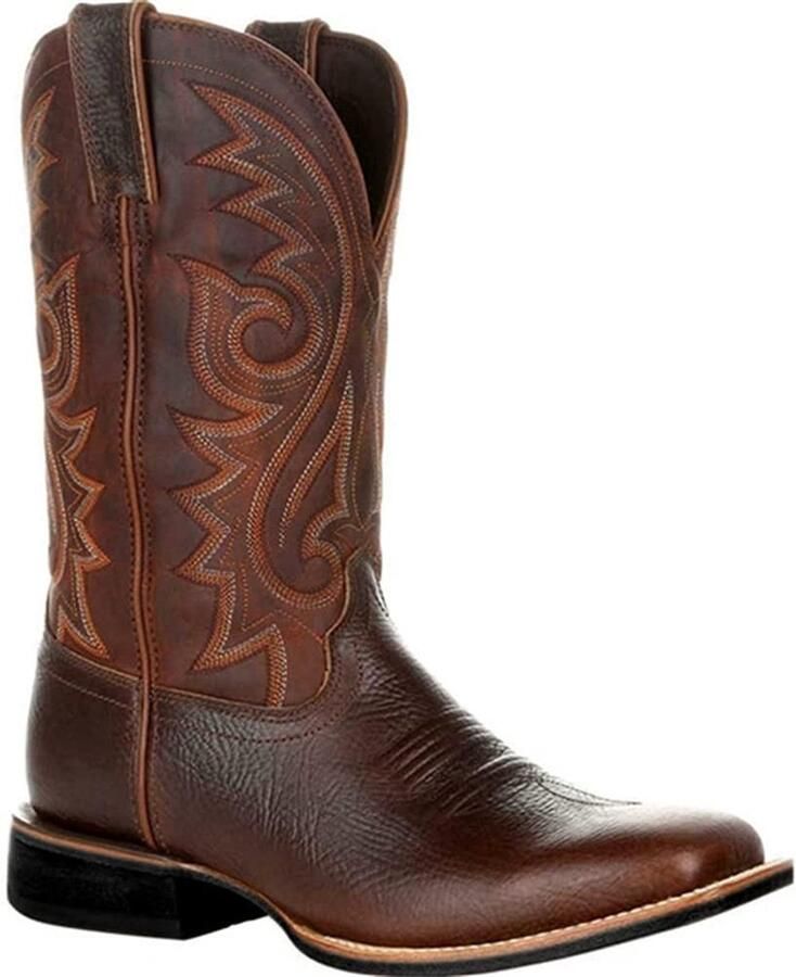 Solidchoice Cowboy Boots voor Mannen met Blokhak en Borduursel