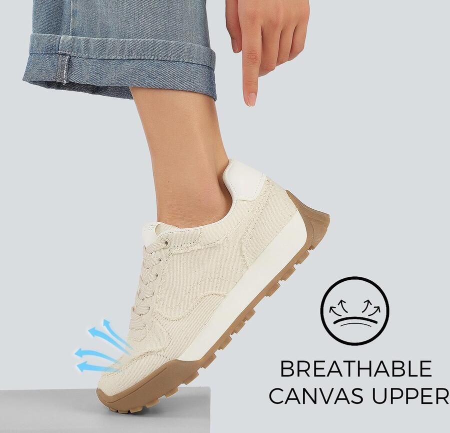 Solidchoice Dames Canvas Schoenen met Platform voor Casual Gebruik