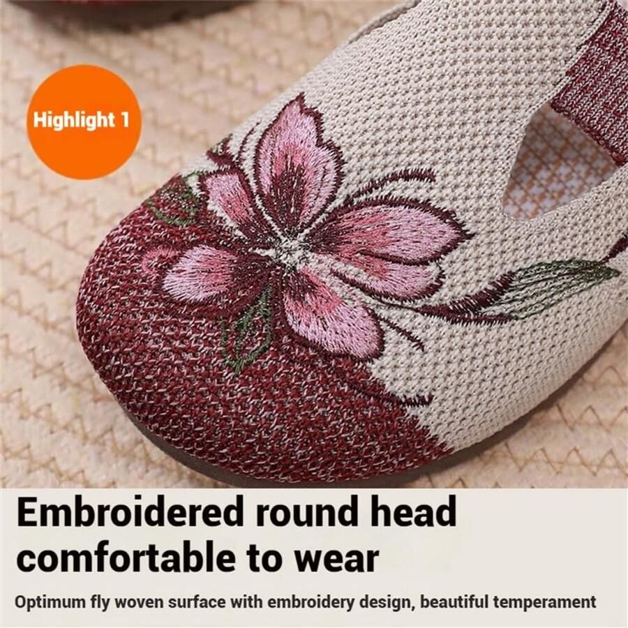 Solidchoice Dames Casual Ademend Bloemen Slip-On Schoenen