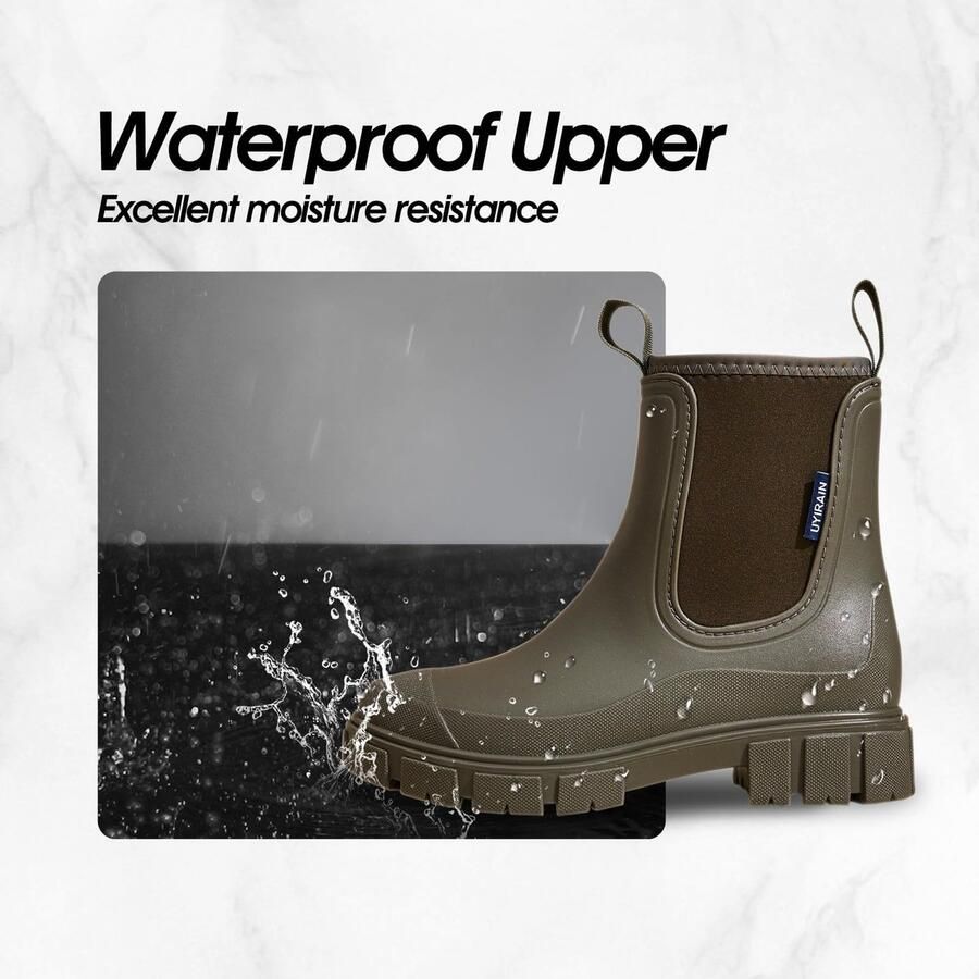 Solidchoice Dames Chelsea Buitenschoenen met Blokhak en Waterproof Design