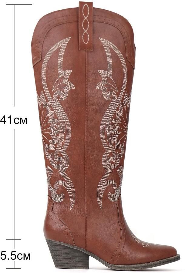 Solidchoice Dames Cowboylaarzen met Puntige Neus en Blokhak