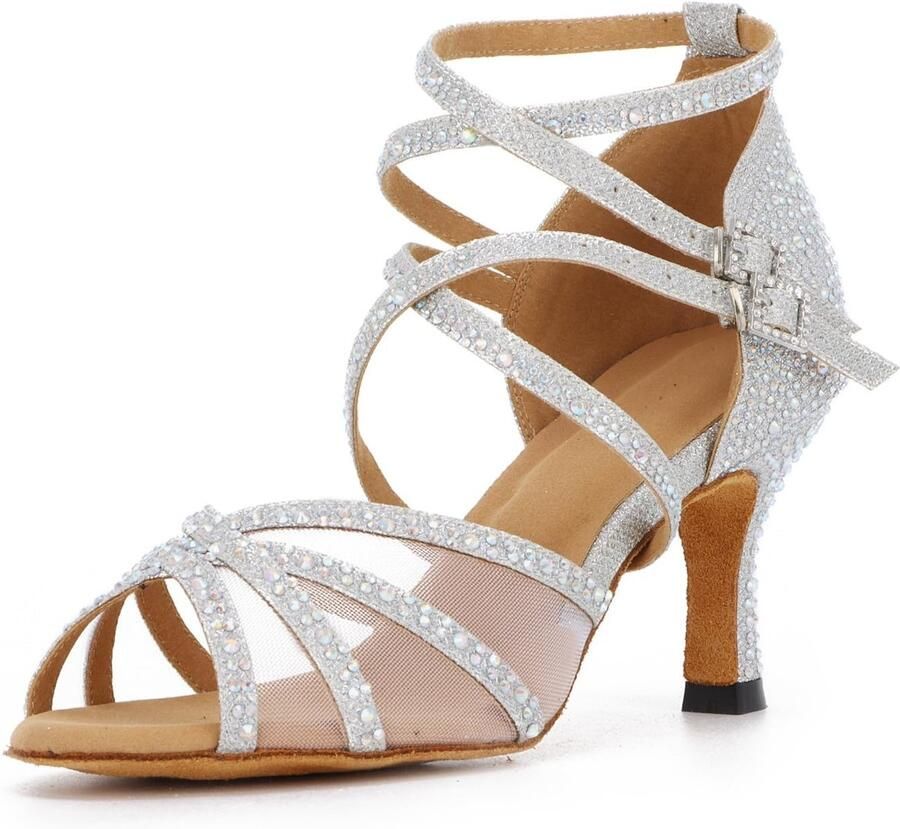 Solidchoice Dames Dansschoenen met Glitter en Hakken