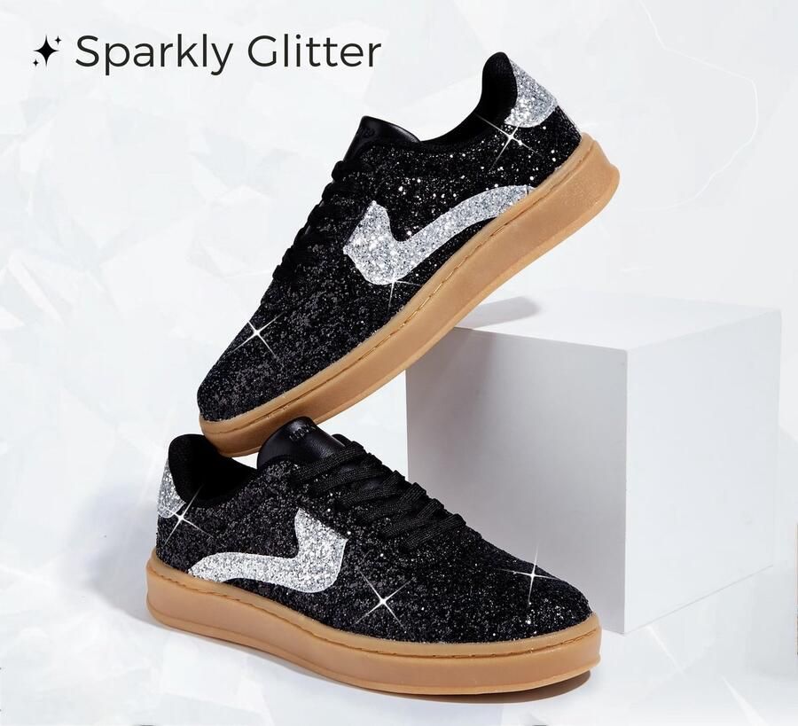Solidchoice Dames Glitter Sneakers voor Casual en Feestelijke Gelegenheden