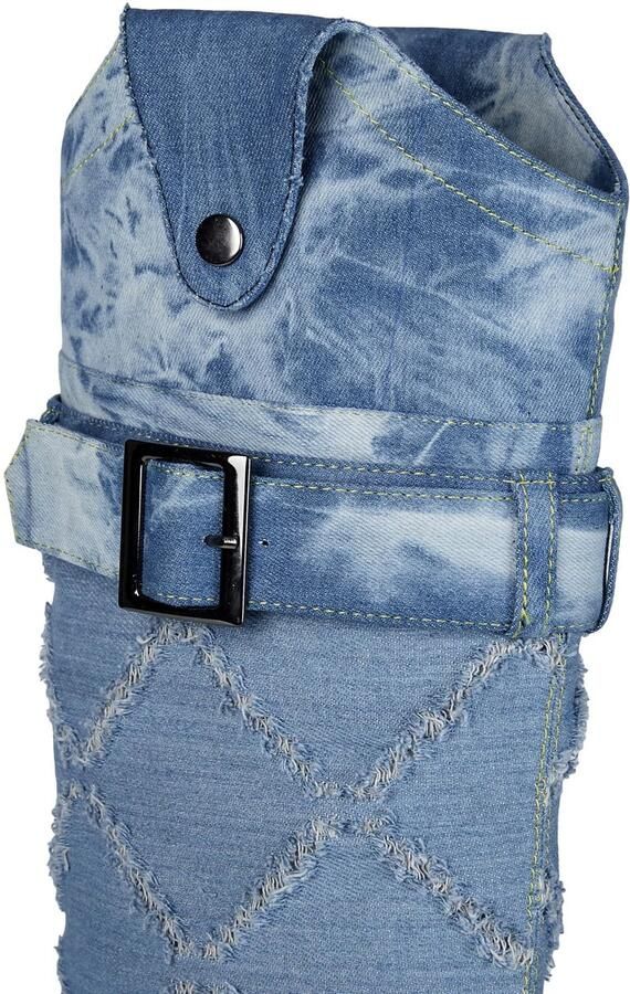 Solidchoice Dames Jeans Laarzen met Hoge Hak en Puntige Neus
