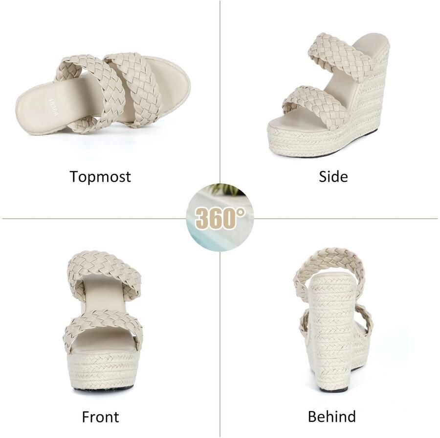 Solidchoice Dames Platform Sandalen met Vlechtband voor Zomer en Strand